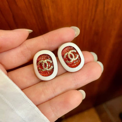 [Regal Jewels]Amber & Glass Stud Earrings
