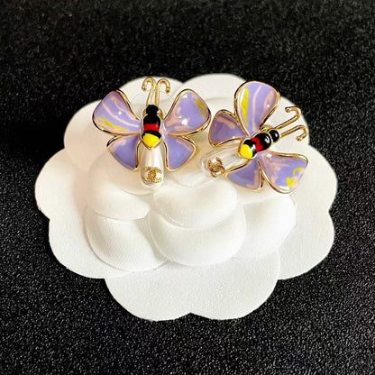[Regal Jewels] Ladybug Enamel & Faux Pearl Clip-On Earrings