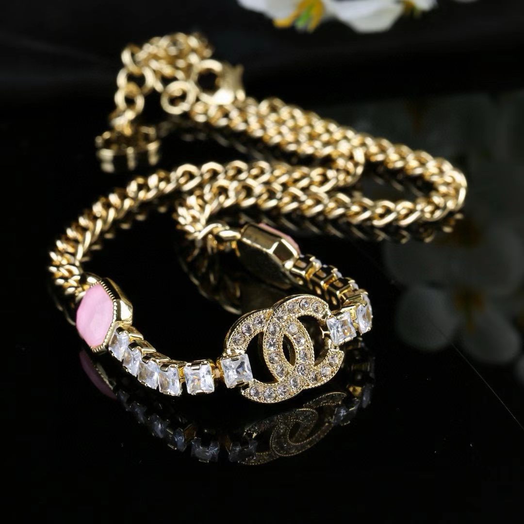 [Regal Jewels]Pink Sugar Cube Double CC Crystal Choker