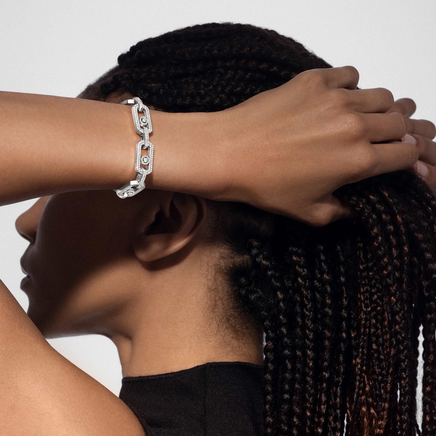 [Regal Jewels]Large Full Diamond Unisex Sliding Bracelet with Moissanite