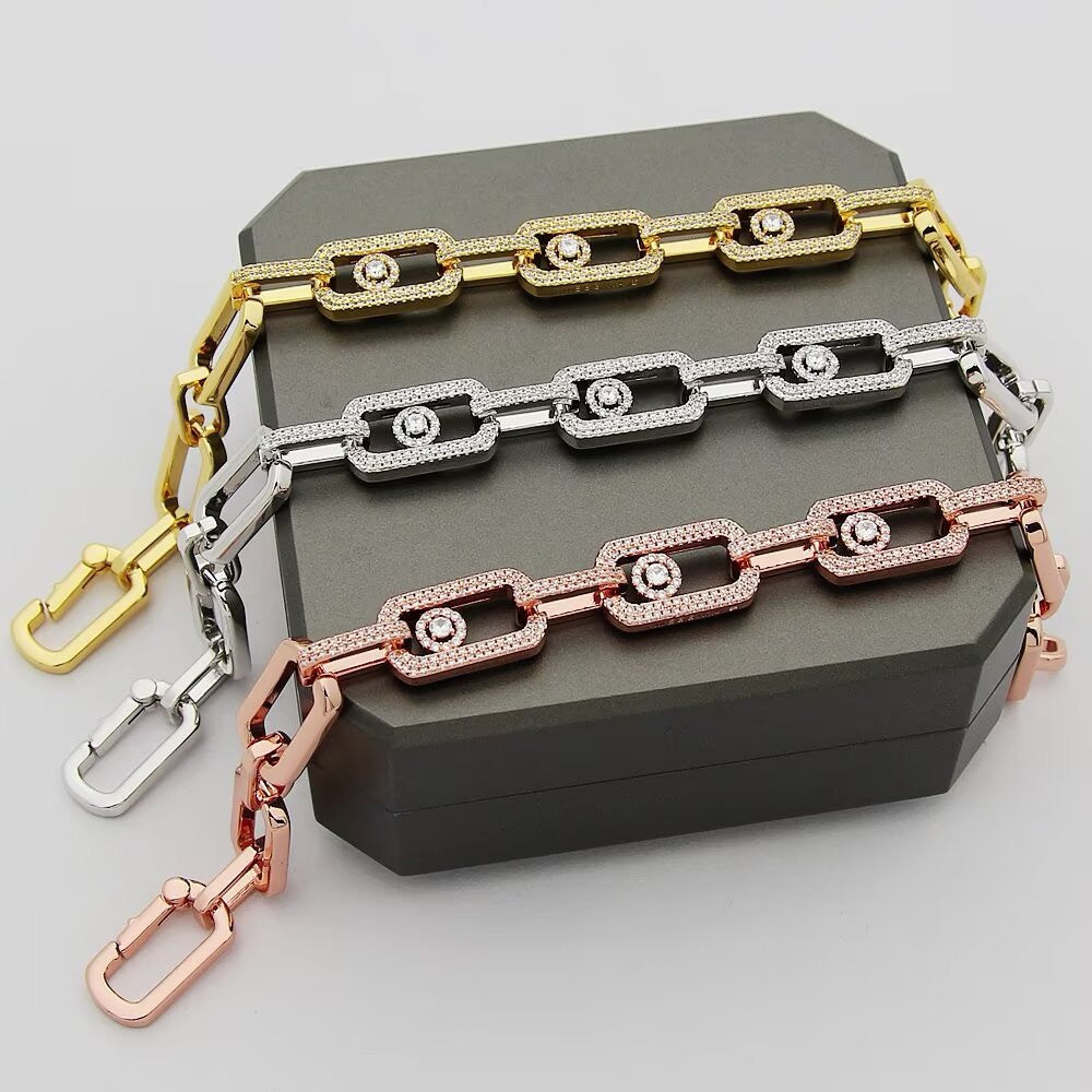 [Regal Jewels]Large Full Diamond Unisex Sliding Bracelet with Moissanite