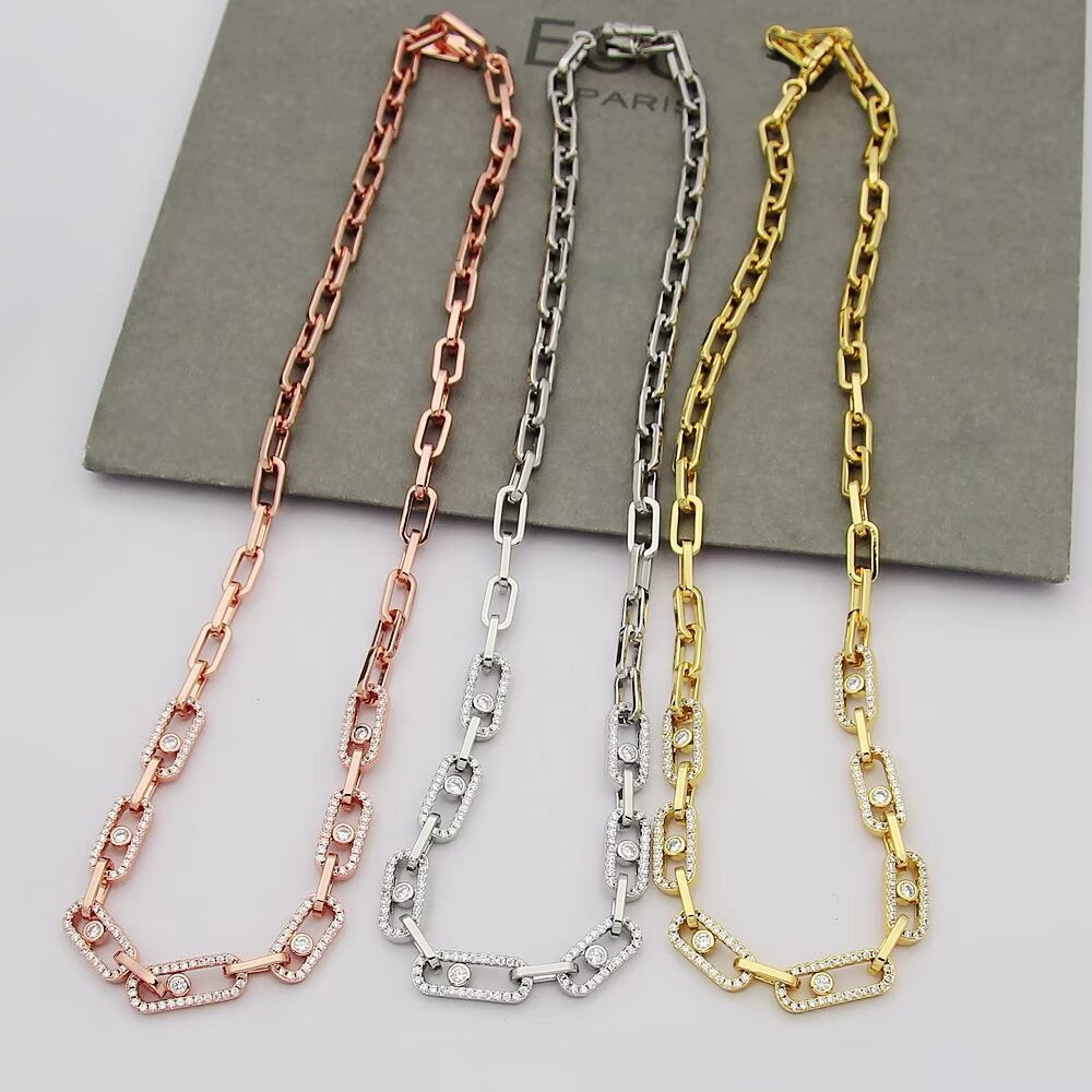 [Regal Jewels]Move Link Pave Diamond Necklace