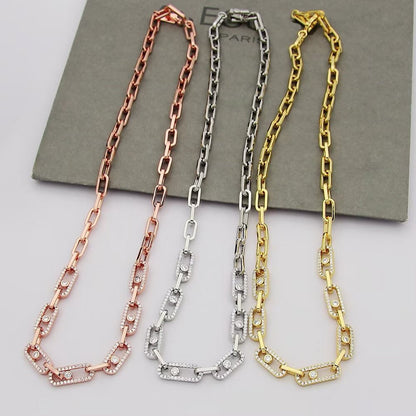 [Regal Jewels]Move Link Pave Diamond Necklace