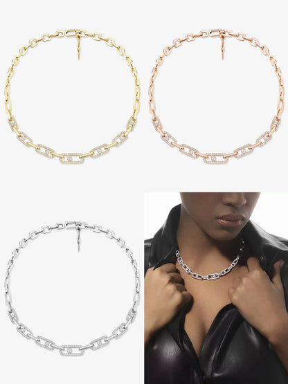 [Regal Jewels]Move Link Pave Diamond Necklace