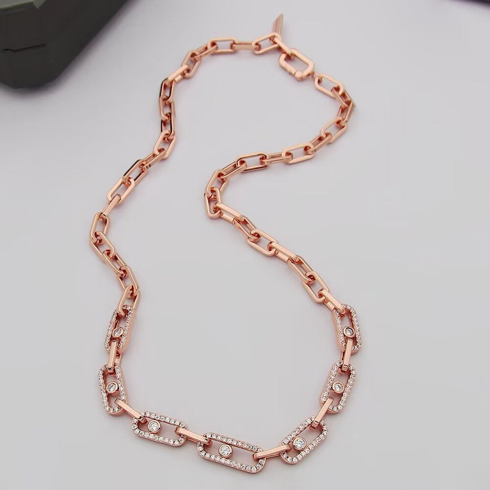 [Regal Jewels]Move Link Pave Diamond Necklace