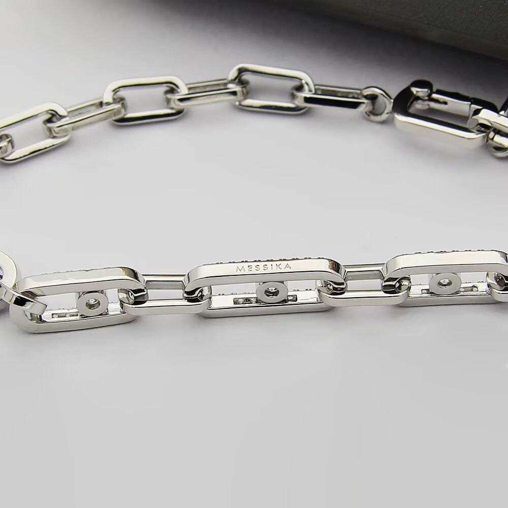 [Regal Jewels]Move Link Pave Diamond Necklace
