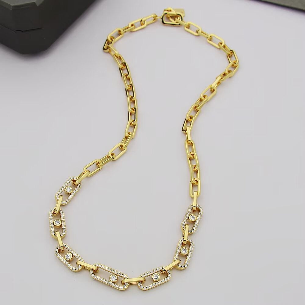 [Regal Jewels]Move Link Pave Diamond Necklace