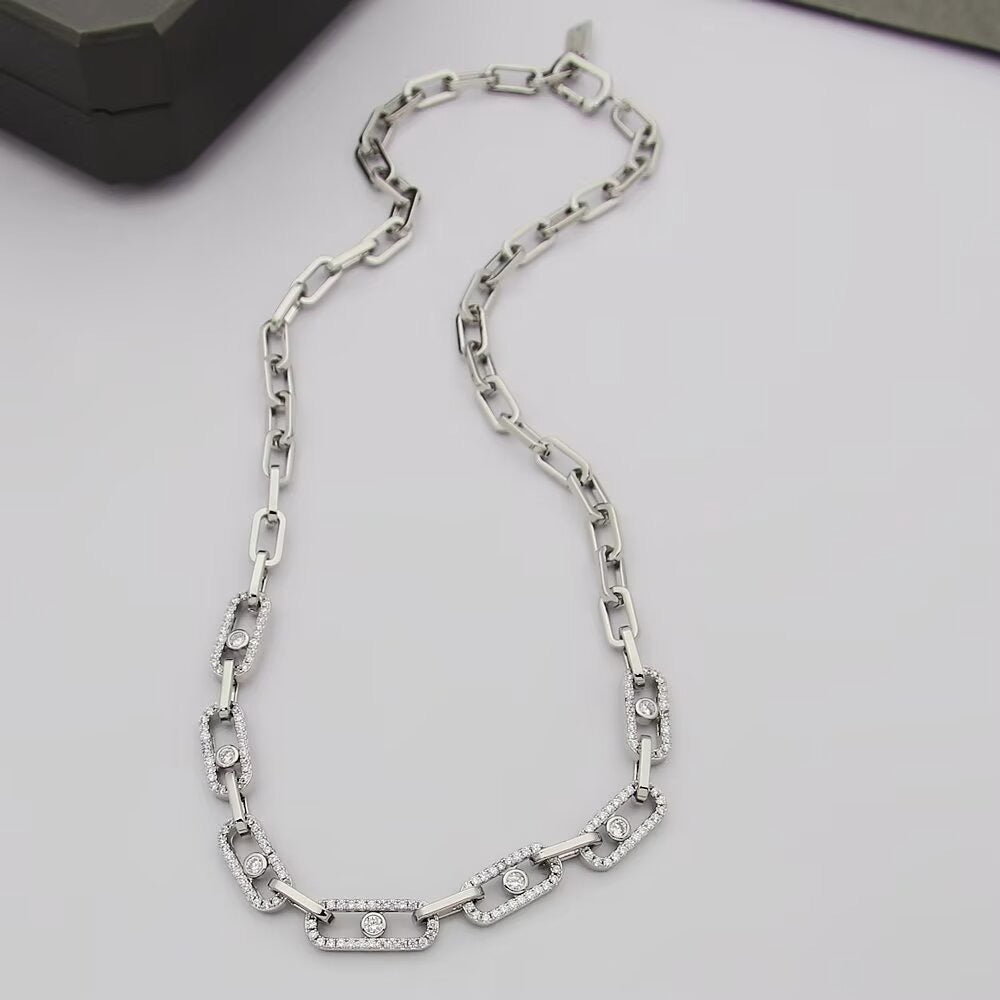 [Regal Jewels]Move Link Pave Diamond Necklace