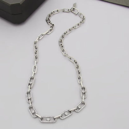 [Regal Jewels]Move Link Pave Diamond Necklace