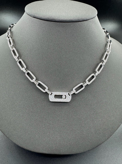 [Regal Jewels] Move Link Pave Diamond Chain Necklace