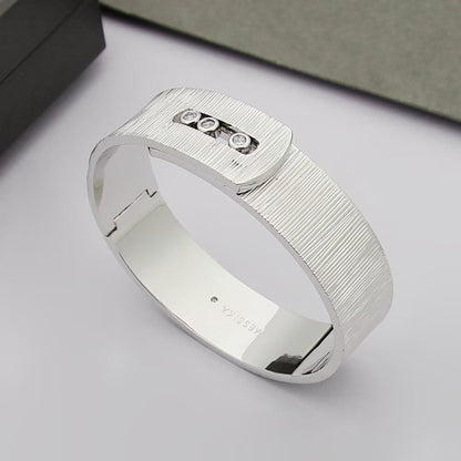 [Regal Jewels]Polished Brushed Bangle, Large Engraved Sliding Bangle