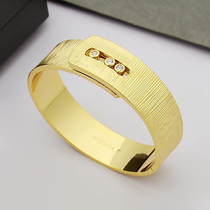 [Regal Jewels]Polished Brushed Bangle, Large Engraved Sliding Bangle