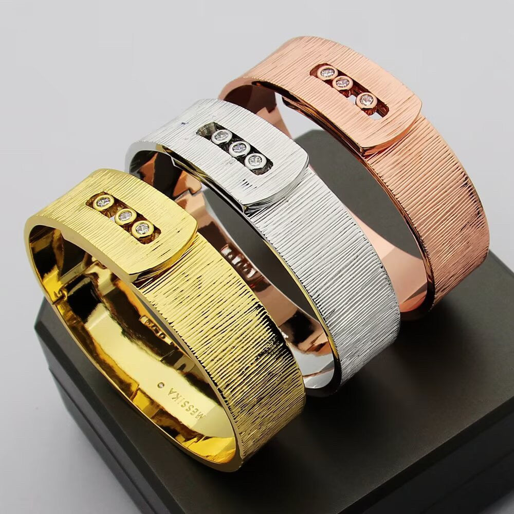 [Regal Jewelry]Polished Brushed Bangle, Large Engraved Sliding Bangle