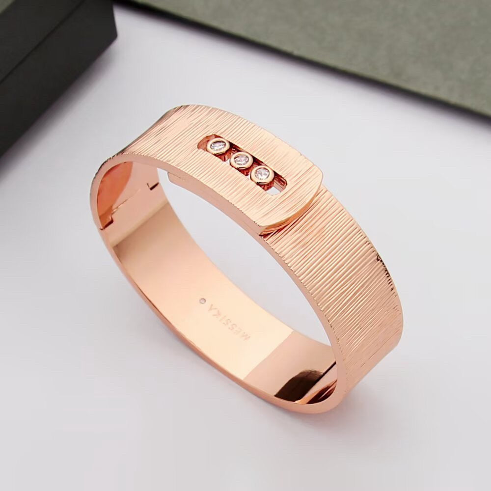 [Regal Jewels]Polished Brushed Bangle, Large Engraved Sliding Bangle