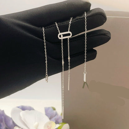 [Regal Jewelry] Moderniste Pavé Diamond Lariat Tie Necklace