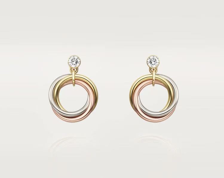 ¡®RegalJewelry¡¯Interlocking Three‑Band Diamond Drop Earrings