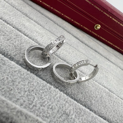 ¡®RegalJewelry¡¯LOVE‑Collection Screw‑Motif Half‑Pavé Double‑Hoop Earrings