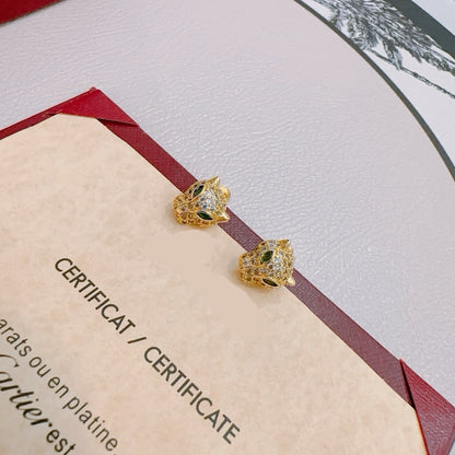 ¡®RegalJewelry¡¯Full‑Pavé Diamond Panther‑Head Stud Earrings（副本）