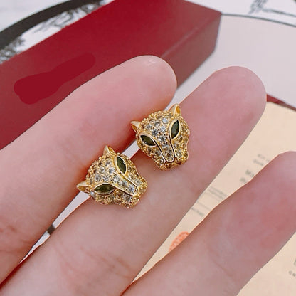 ¡®RegalJewelry¡¯Full‑Pavé Diamond Panther‑Head Stud Earrings（副本）