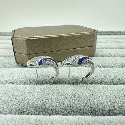 [Aura Jewels]FULL STONE TWO-TONE SNAKE EARRING STUDS