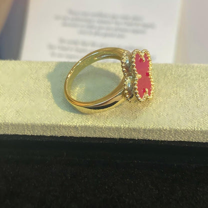 [Aura Jewels]NEW CLOVER PINK ENAMEL RINGS