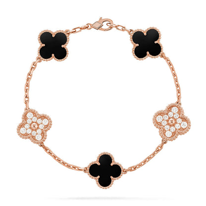 [Regal Jewels]CLOVER 5 MOTIF ONYXS BRACELET COLLECTION