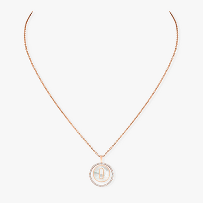 [Regal Jewels]LUCKY MOVE 1 DIAMOND WHITE MOTHER OF PEARL PINK GOLD DIAMOND NECKLACE