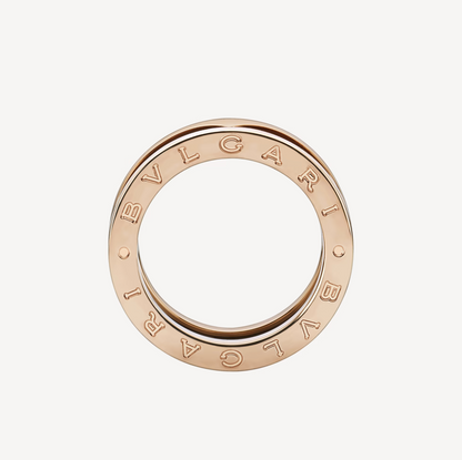 [Aura Jewels]ZERO 1 TWO-BAND LOOPS AND BLACK CERAMIC PINK GOLD RING