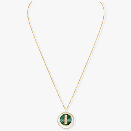 [Regal Jewels]LUCKY MOVE 3 DIAMOND MALACHITE GOLD DIAMOND NECKLACE