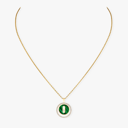 [Regal Jewels]LUCKY MOVE 1 DIAMOND MALACHITE GOLD DIAMOND NECKLACE