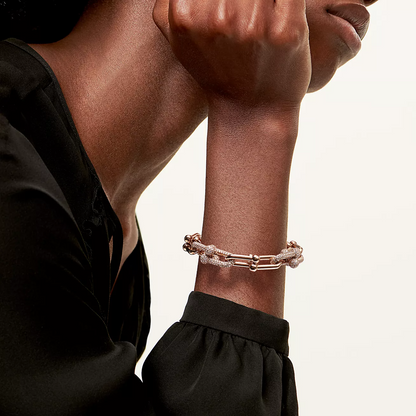 [Aura Jewelry]HARDWEAR LARGE LINK PINK GOLD PAVED DIAMOND BRACELET