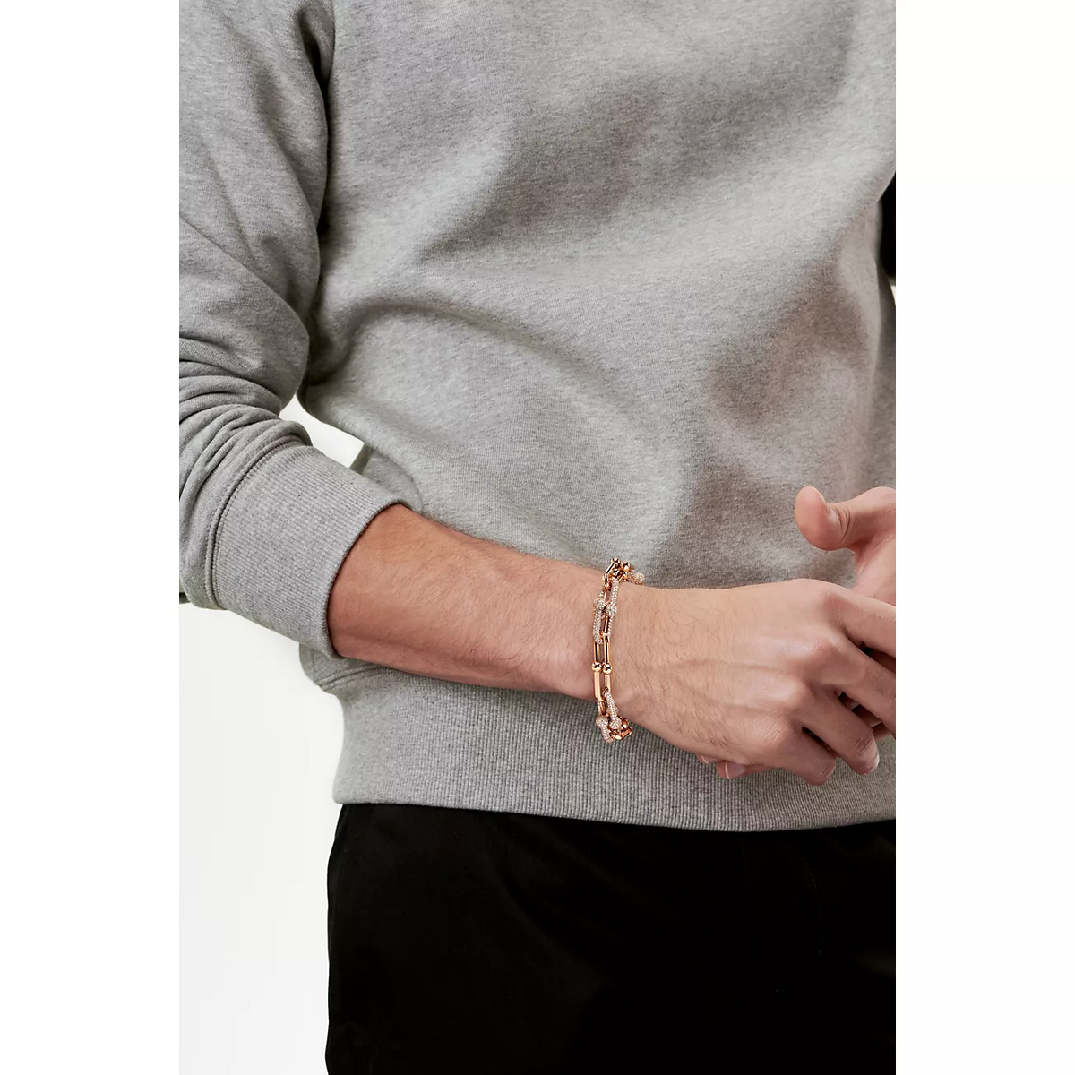 [Aura Jewelry]HARDWEAR LARGE LINK PINK GOLD PAVED DIAMOND BRACELET