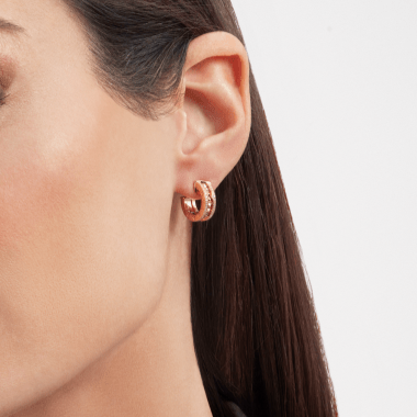 [Aura Jewels]ZERO 1 ROCK GOLD EARRINGS WITH STUDDED SPIRAL AND PAVED DIAMONDS