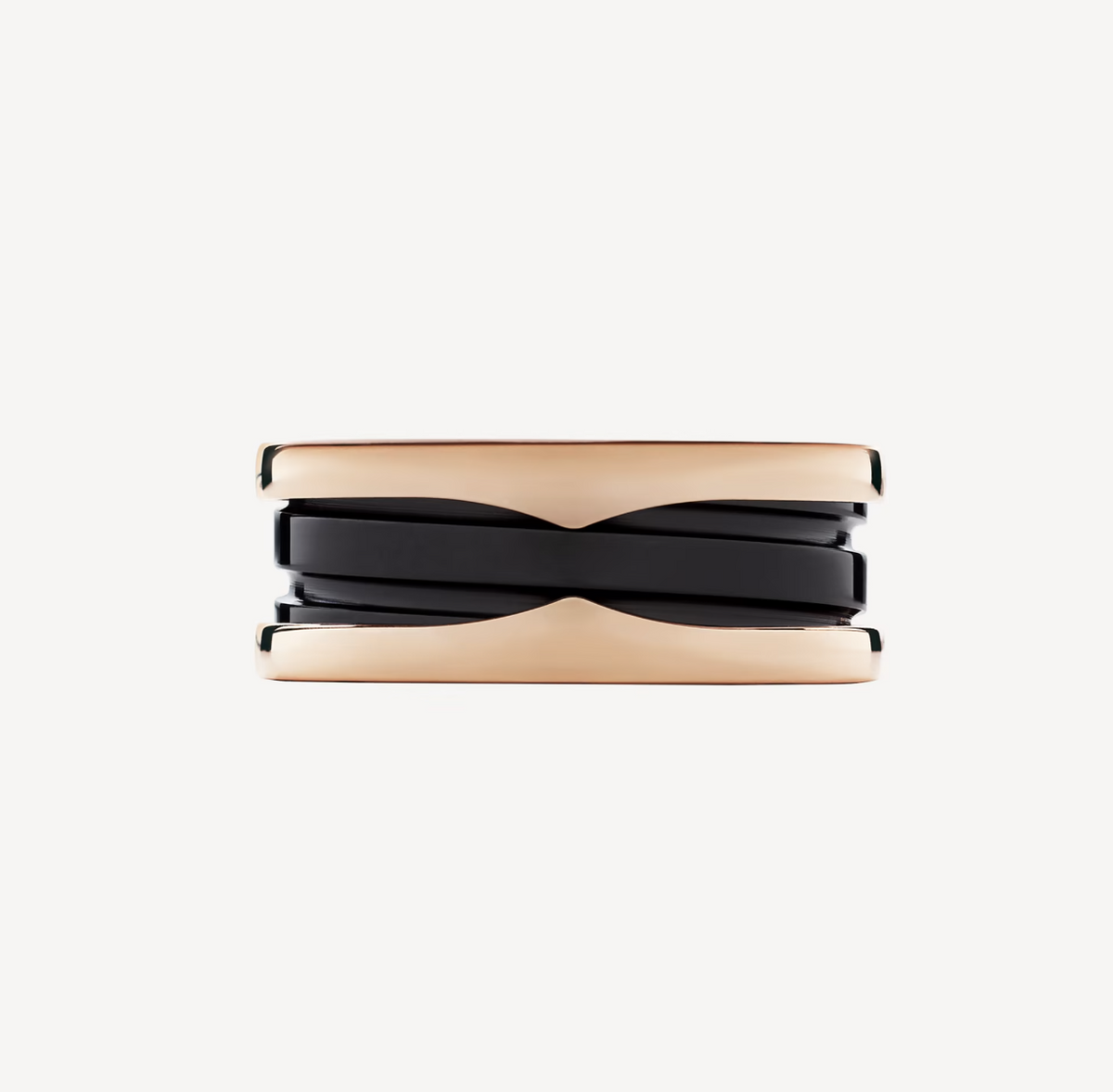 [Aura Jewels]ZERO 1 TWO-BAND LOOPS AND BLACK CERAMIC PINK GOLD RING
