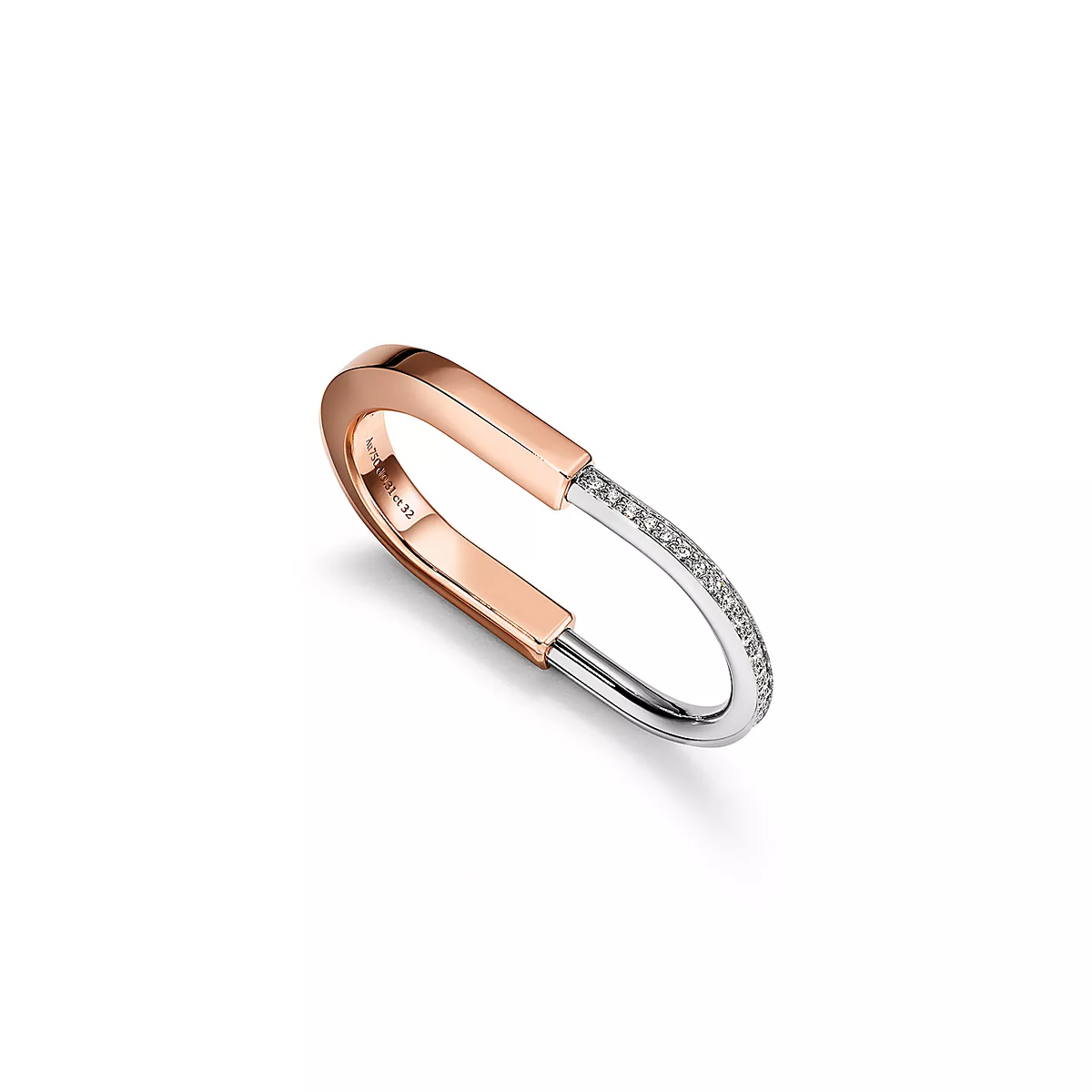 [Aura Jewelry]LOCK RING TOW-FINGER ROSE AND WHITE GOLD DIAMONDS