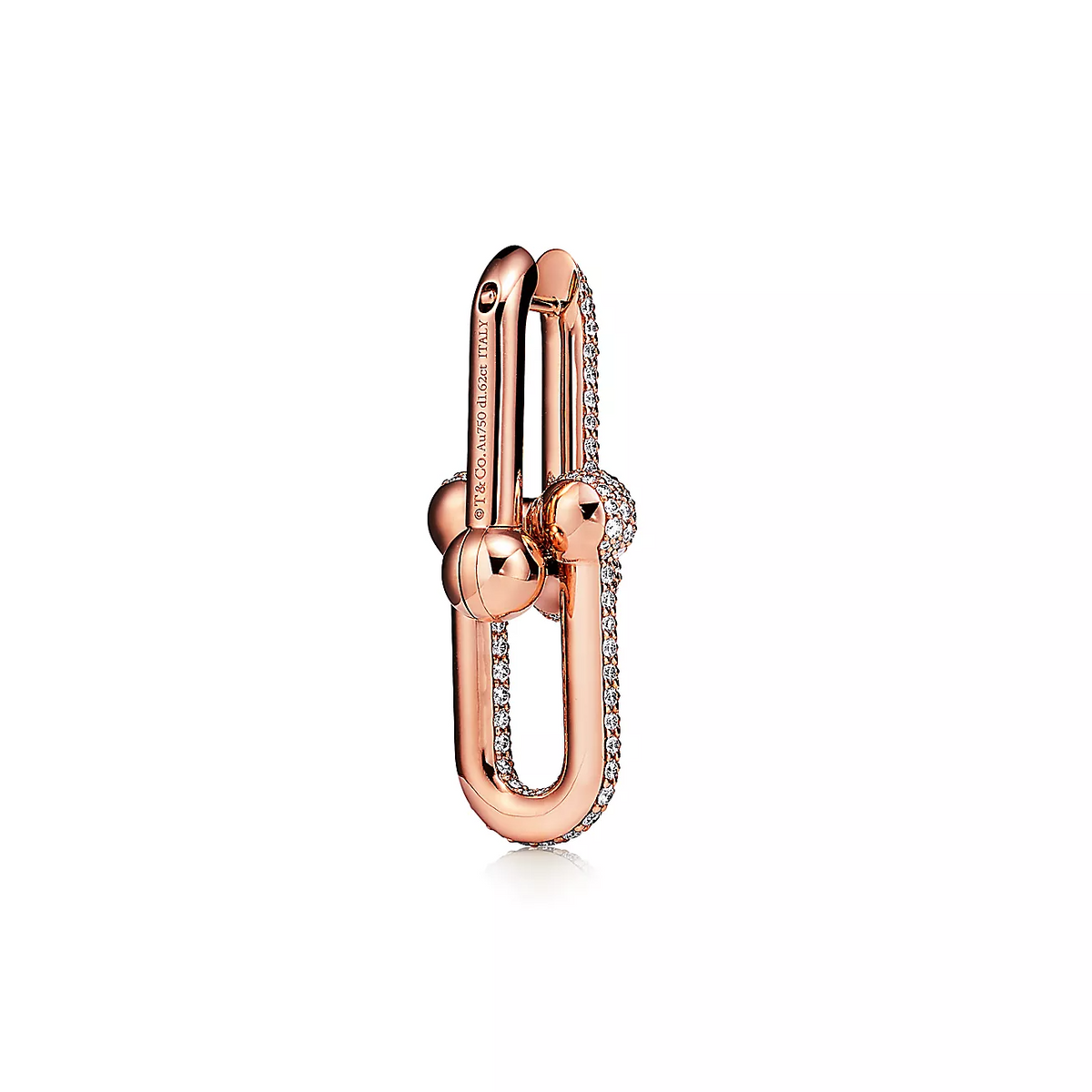 [Aura Jewelry]LARGE LINK EARRINGS PINK GOLD WITH PAVED DIAMONDS