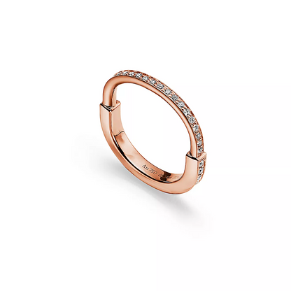 [Aura Jewelry]LOCK RING PINK GOLD DIAMOND PAVED