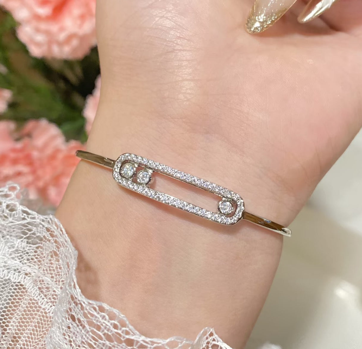 [Regal Jewels]Move Pavé Diamond Bangle Bracelet M