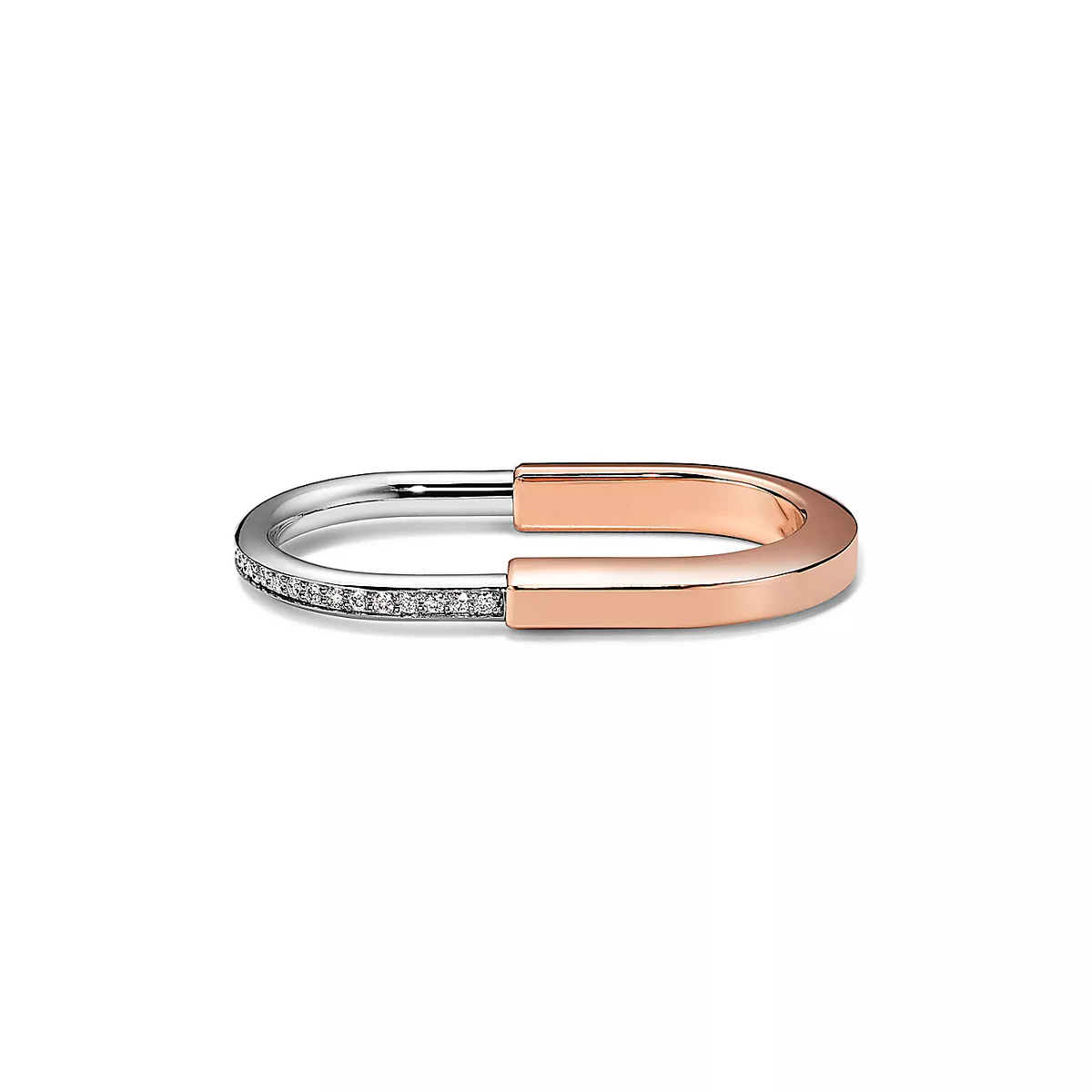[Aura Jewelry]LOCK RING TOW-FINGER ROSE AND WHITE GOLD DIAMONDS