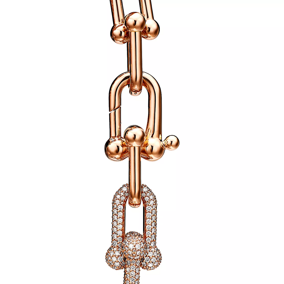[Aura Jewelry]HARDWEAR LARGE LINK PINK GOLD PAVED DIAMOND BRACELET