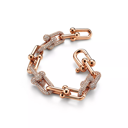 [Aura Jewelry]HARDWEAR LARGE LINK PINK GOLD PAVED DIAMOND BRACELET