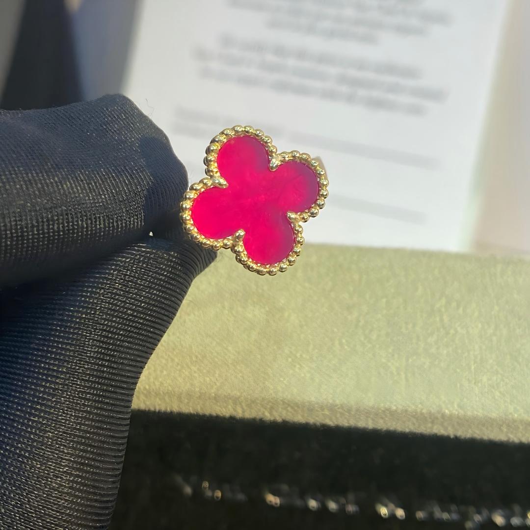 [Aura Jewels]NEW CLOVER PINK ENAMEL RINGS