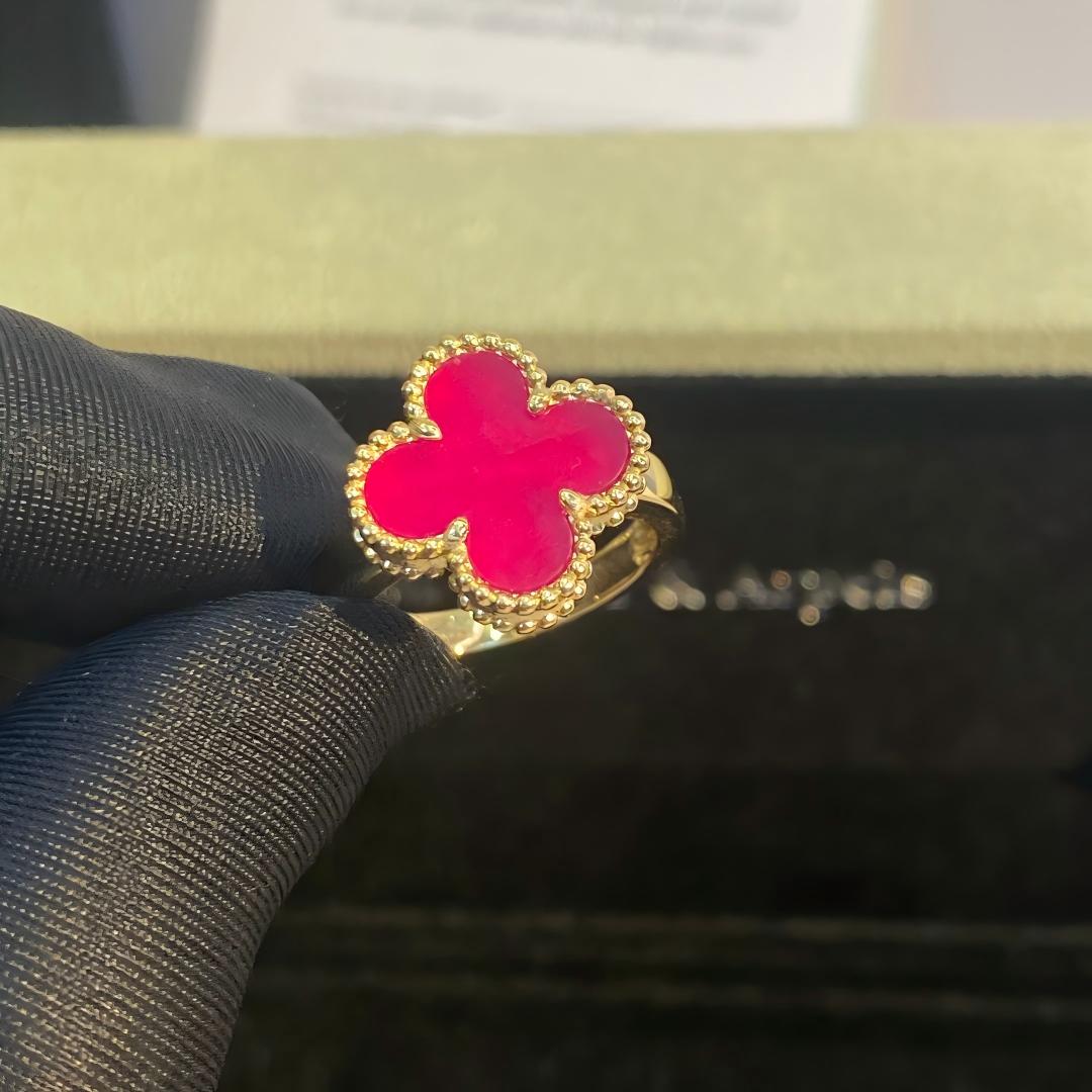 [Aura Jewels]NEW CLOVER PINK ENAMEL RINGS