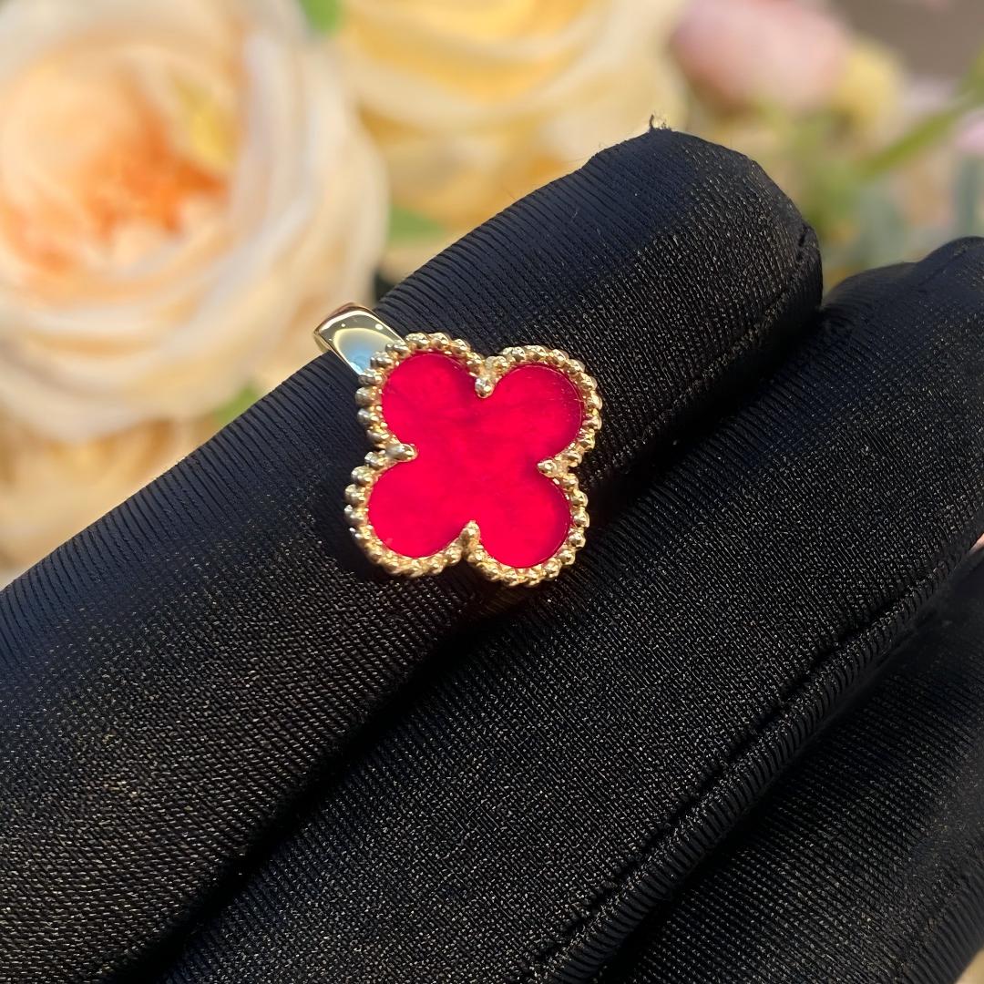 [Aura Jewels]NEW CLOVER PINK ENAMEL RINGS