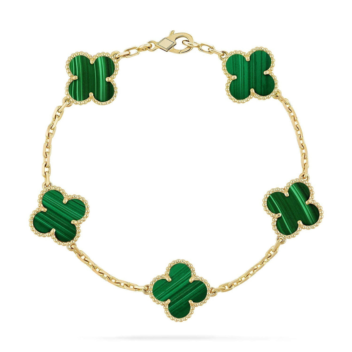 [Regal Jewels]CLOVER 5 MOTIF MALACHITE BRACELET COLLECTION