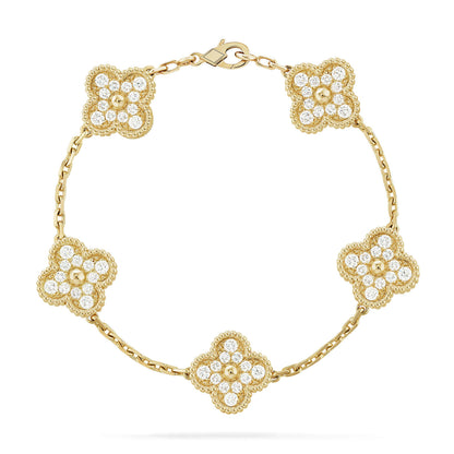 [Regal Jewels]CLOVER 5 MOTIF FULL DIAMOND BRACELET COLLECTION