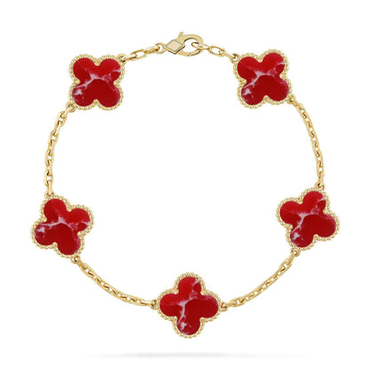 [Regal Jewels]CLOVER 5 MOTIF RED PATTERN BRACELET COLLECTION