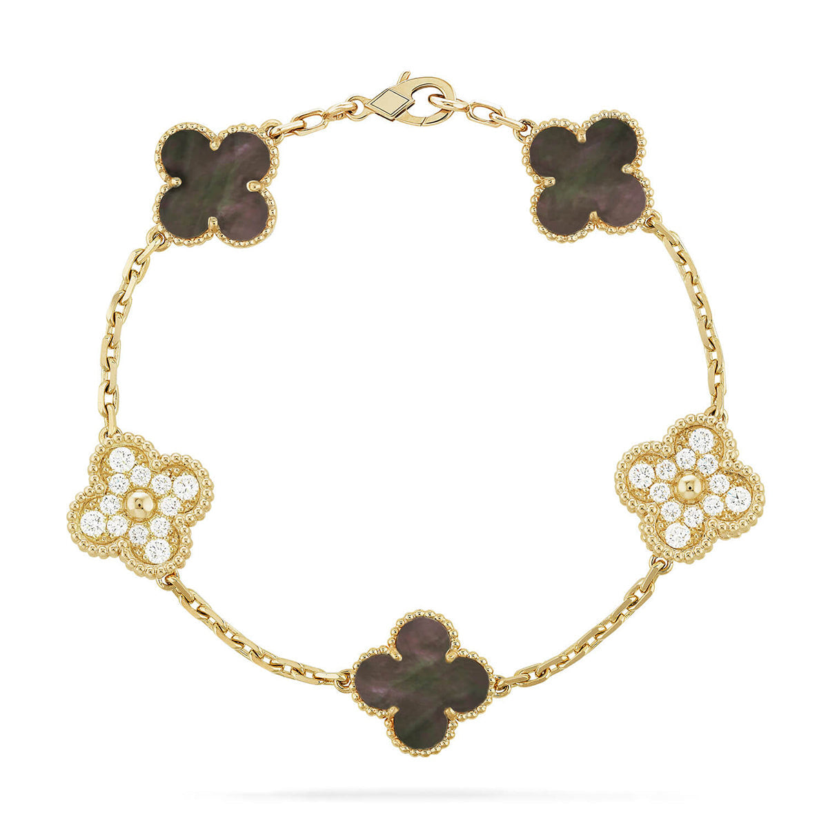 [Regal Jewels]CLOVER 5 MOTIF GRAY MOP BRACELET COLLECTION