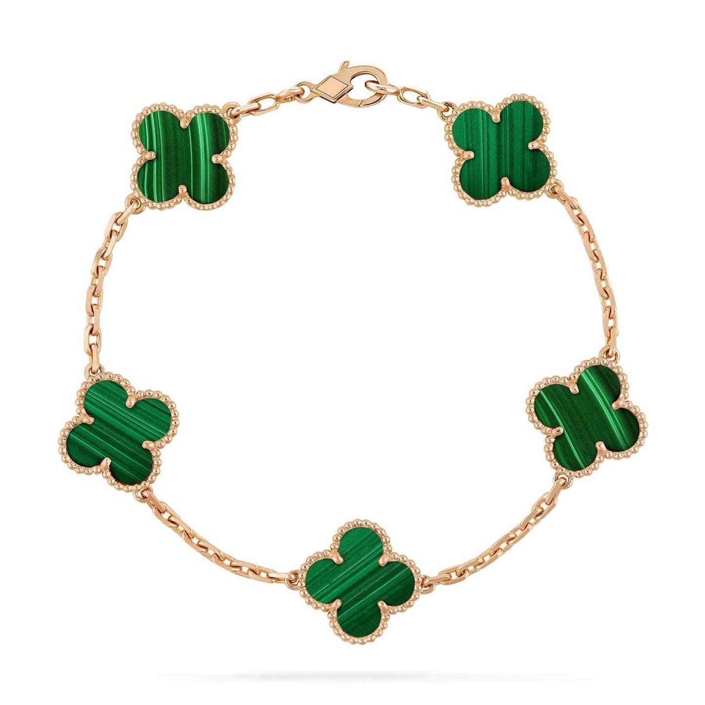 [Regal Jewels]CLOVER 5 MOTIFS MALACHITE BRACELET