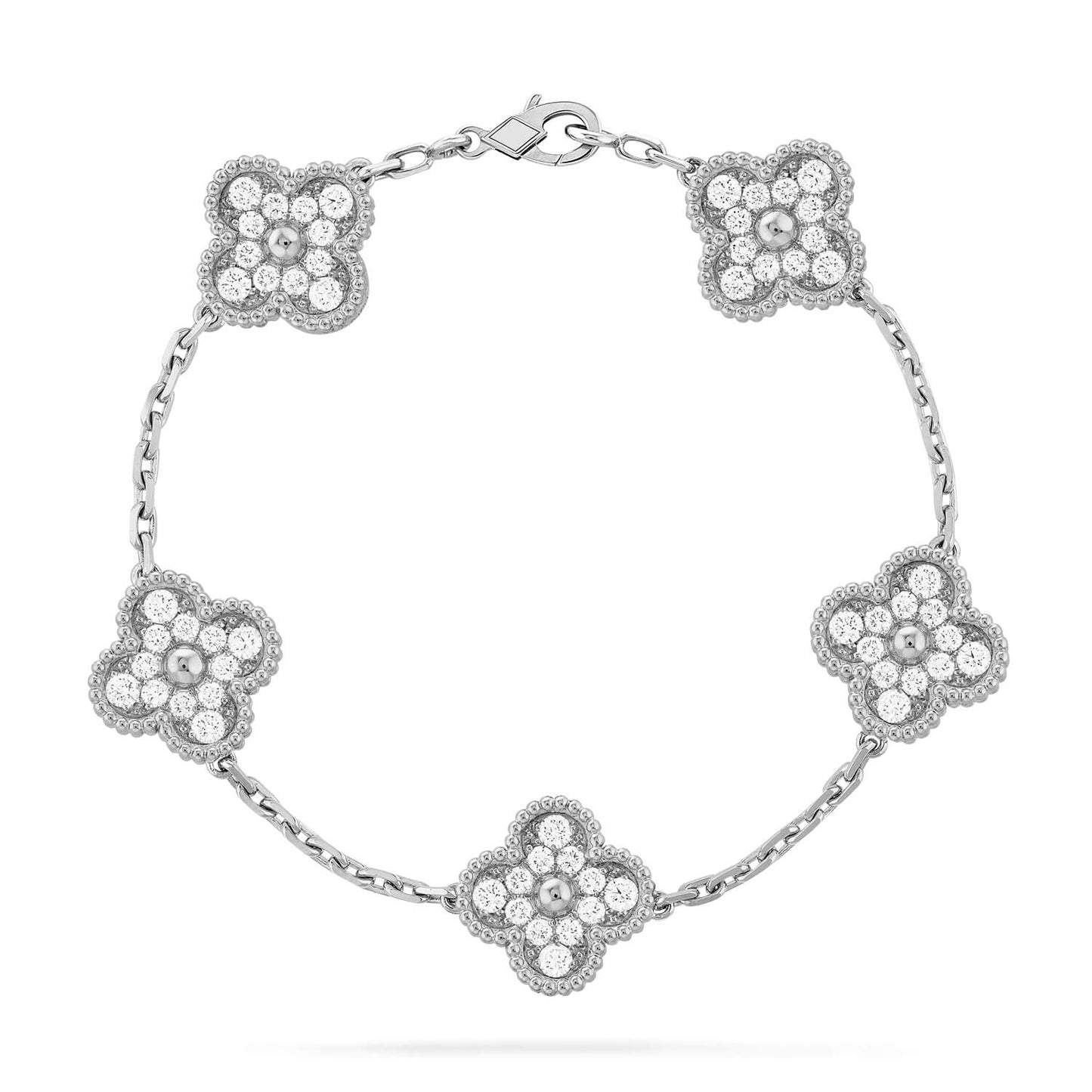 [Regal Jewels]CLOVER 5 MOTIFS  DIAMOND BRACELET SILVER
